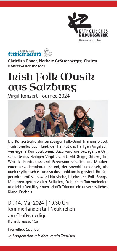 Irish Folk Musik aus Salzburg Virgil Konzert-Tournee 2024 