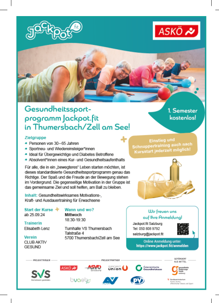 Gesundheitssport- programm Jackpot.fit in Thumersbach/Zell am See!